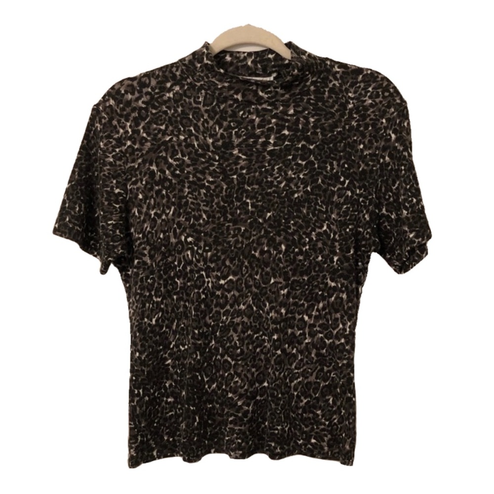 Vintage Made In Italy Wool/Angora Blend Cheetah Print Mock Neck Top